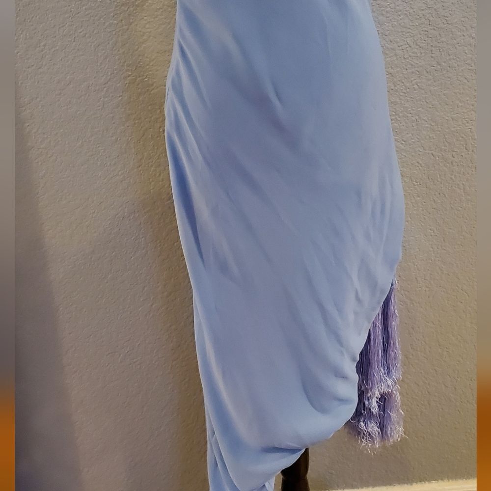 Cult Gaia Giselle Blue Tie Hem Stretch Silk Slip  Midi Dress Size L‎ - Picture 7 of 16